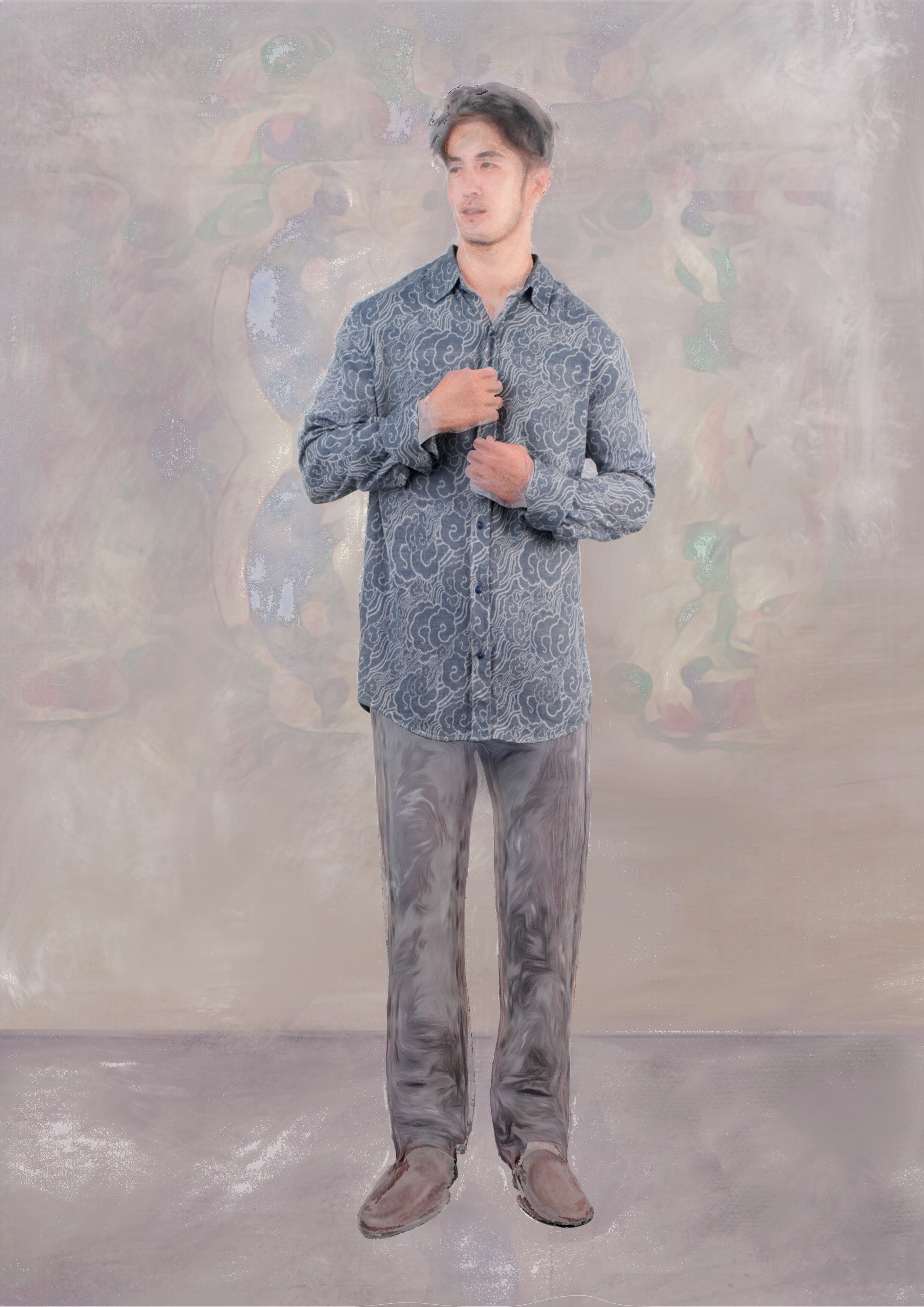 Thangka Cloud Shirt, Dark Indigo